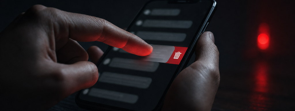 Sletning af en falsk sms på en mobiltelefon