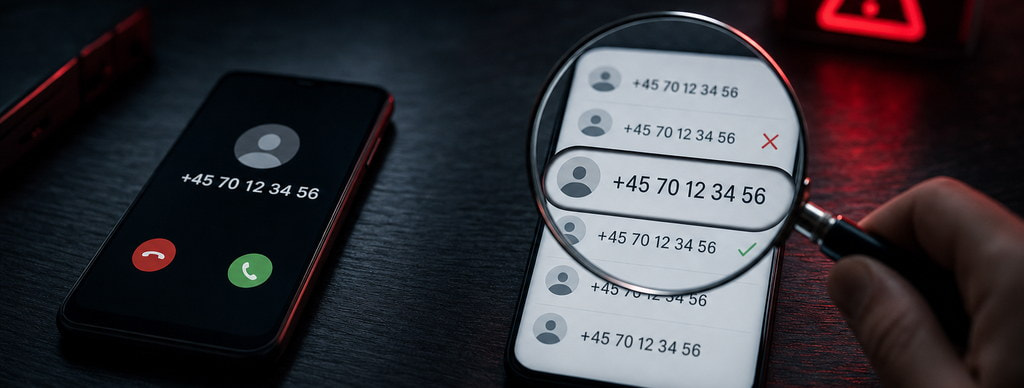 Tjek af et ukendt telefonnummer på en smartphone